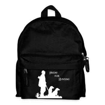 Friday for Hunting - Hunting motif with hunter & dog - Kids' Backpack - black - Front
