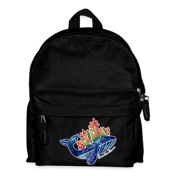 Wal Illustration mit Korallen | Schütze das Meer - Kinder Rucksack - Schwarz - Vorne