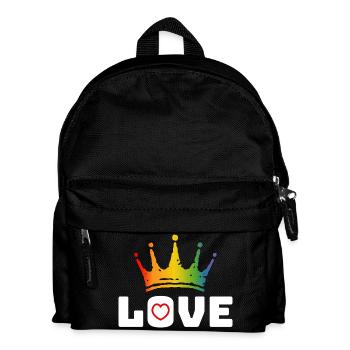 Love Heart red Rainbow crown white lgbt tshirt - Kinder Rucksack - Schwarz - Vorne