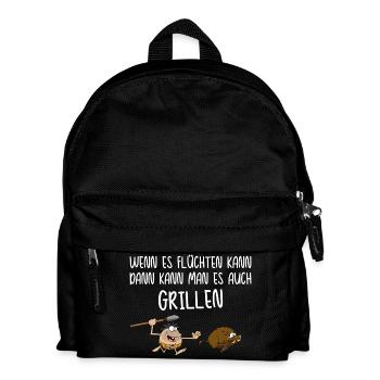 Jäger grillen bbq Griller Grillmeister Sprüche - Kinder Rucksack - Schwarz - Vorne