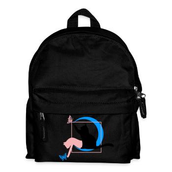 Le chat style Léonard de Vinci en cercle carré - Sac à dos Enfant - noir - Devant
