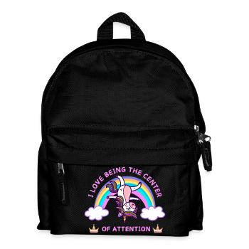 Unicorn Ich liebe es, im Mittelpunkt der Aufmerksamkeit zu stehen - Kinder Rucksack - Schwarz - Vorne