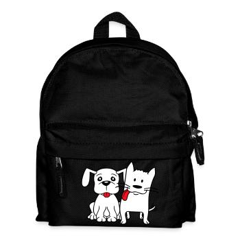 Dog Cat Two Friends Team Kitten 2 Duo Crew - Kids' Backpack - black - Front