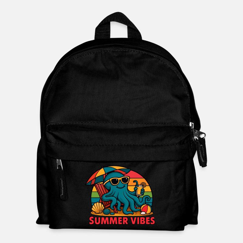 Sommerliche Vibes - Estival Chill Octopus - Kinder Rucksack - Schwarz