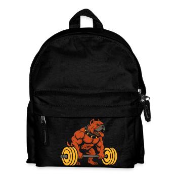 Muskulöses Bulldoggen-Gewichtheber-Design - Kinder Rucksack - Schwarz - Vorne