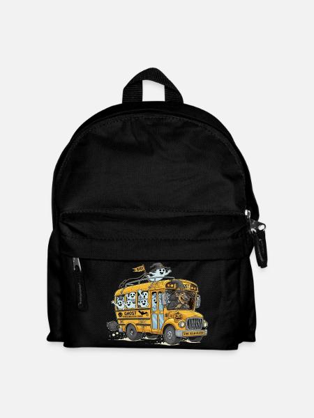 Haunted Ghost Bus Halloween Design - Kids' Backpack - black