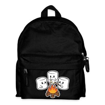 Cuddly marshmallows at the campfire - Kids' Backpack - black - Front