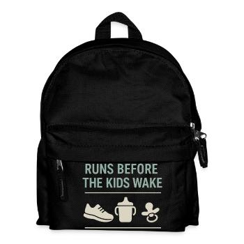 Laufende Mama, Papa, Joggende Eltern - Kinder Rucksack - Schwarz - Vorne