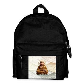 Buddha auf Blattmuster - Kinder Rucksack - Schwarz - Vorne