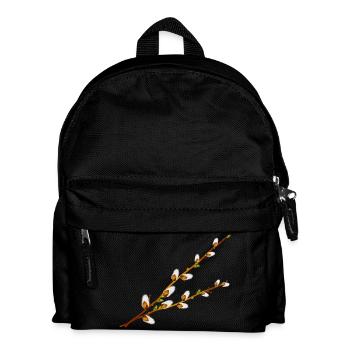 Zarte Palmkätzchen Zweige – Frühlingsmotiv - Kinder Rucksack - Schwarz - Vorne