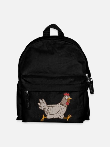 Huhn rennt Henne Hahn laufen Gockel rennen Hühner - Kinder Rucksack - Schwarz