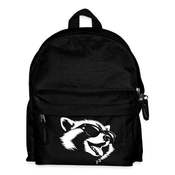 Waschbär Coolness – Sonnenbrille Bandit Kopf - Kinder Rucksack - Schwarz - Vorne