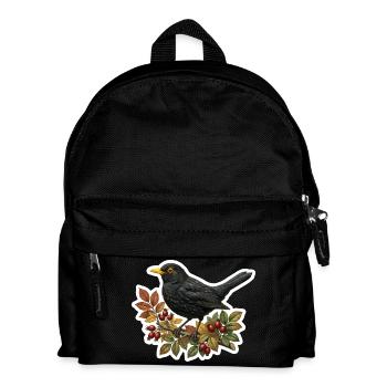 Native blackbird on rosehip branch - Kids' Backpack - black - Front