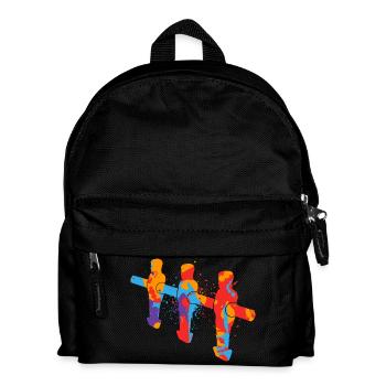 Tischkicker bunt Kickern Kinder Tischfußball - Kinder Rucksack - Schwarz - Vorne
