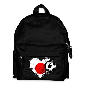 Japan Flagge Fußball mit Herz used - Kinder Rucksack - Schwarz - Vorne