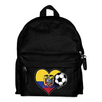 Ecuador Flag Football with Heart - Kids' Backpack - black - Front