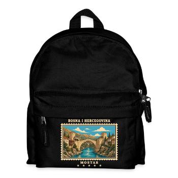Bosnien und Herzegowina Mostar Vintage Reisemarke - Kinder Rucksack - Schwarz - Vorne
