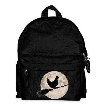 Chicken Witch's Broom Full Moon T-Shirt Halloween - Kids' Backpack - black - Front