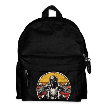 Retro motorcyclist in sunset - Kids' Backpack - black - Front