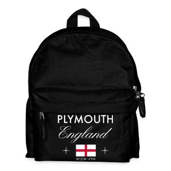 Plymouth England Koordinaten Reise Souvenir - Kinder Rucksack - Schwarz - Vorne