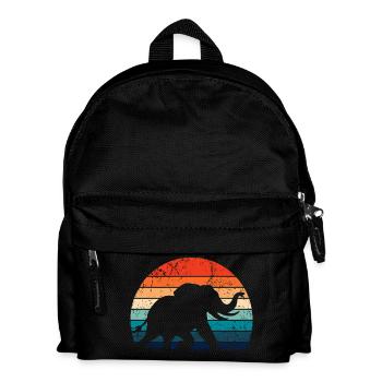 Elefant - Großwild, Stoßzahn, Elfenbein - Kinder Rucksack - Schwarz - Vorne