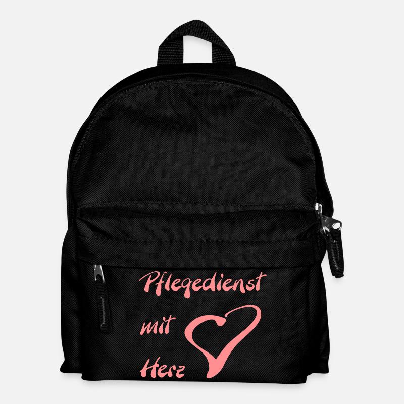 Pflegedienst mit Herz Brust gross - Kinder Rucksack - Schwarz