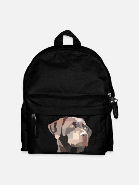 Labrador Kopf Braun Low Poly Mosaik - Kinder Rucksack - Schwarz