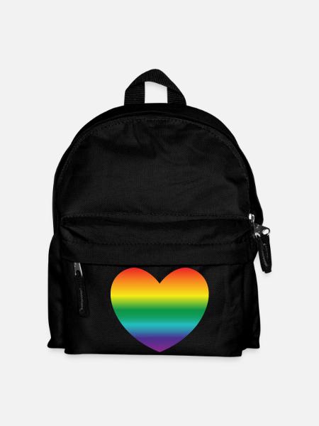 Herz in Regenbogenfarben - Kinder Rucksack - Schwarz