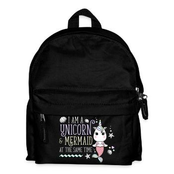 I am a Unicorn & Mermaid Einhorn Meerjungfrau - Kinder Rucksack - Schwarz - Vorne