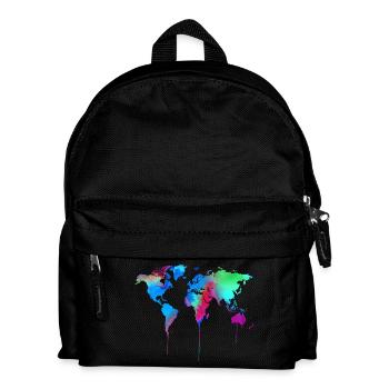 Monde carte monde aquarelle aquarelle aquarelle - Sac à dos Enfant - noir - Devant