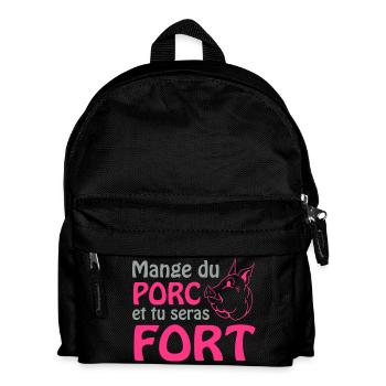 Mange du porc et tu seras fort - Sac à dos Enfant - noir - Devant