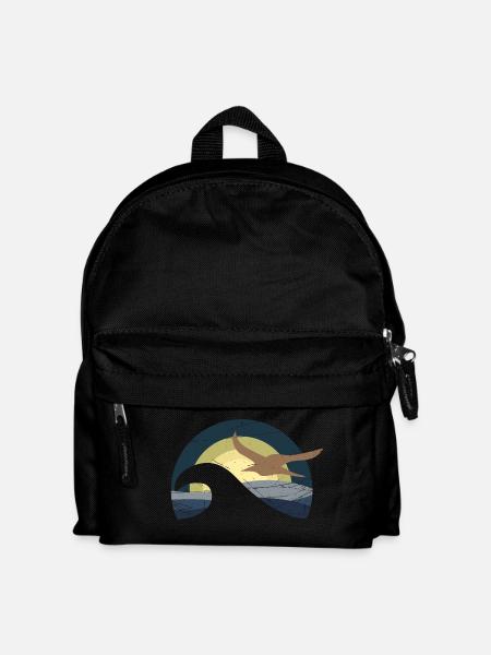 Mouette au bord de la mer - design - Sac à dos Enfant - noir