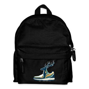 Waldlauf Laufen Hirsch Turnschuh Laufschuh Reh - Kinder Rucksack - Schwarz - Vorne