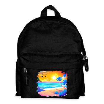 Summer Sunset Beach Watercolor - Kids' Backpack - black - Front