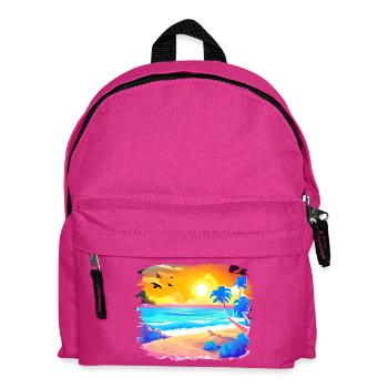 Sommer Sonnenuntergang Strand Aquarell - Kinder Rucksack - Fuchsia - Vorne