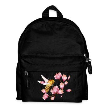 fliegende Biene mit Magnolien von Hand gezeichnet - Kinder Rucksack - Schwarz - Vorne