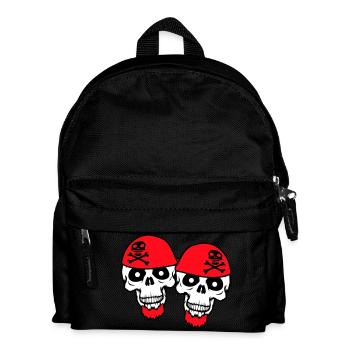 2 Pirate Skull Skeleton Skull Halloween Team - Kids' Backpack - black - Front