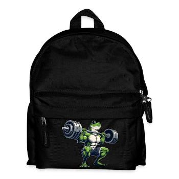 Frosch mit Langhantel Fitness Workout - Kinder Rucksack - Schwarz - Vorne