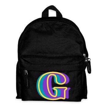 Mehrfarbiger Buchstabe g – originelle Geschenkidee - Kinder Rucksack - Schwarz - Vorne