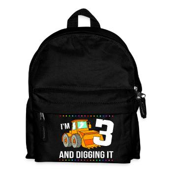 Baustelle Kindergeburtstag - Kinder Rucksack - Schwarz - Vorne