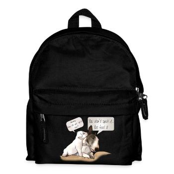"How to spell love" bull terrier with puppy - Kids' Backpack - black - Front