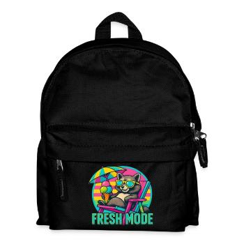 Summer Chill - Waschbär in der Kühle im Sommer - Kinder Rucksack - Schwarz - Vorne