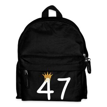 Golden crown over number 47 design - Kids' Backpack - black - Front