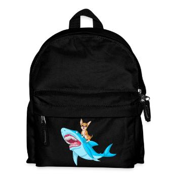 Niedlicher Chihuahua-Hund reitet wilden Hai - Kinder Rucksack - Schwarz - Vorne