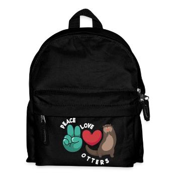 Sea Otter Cartoon Peace Love - Kids' Backpack - black - Front