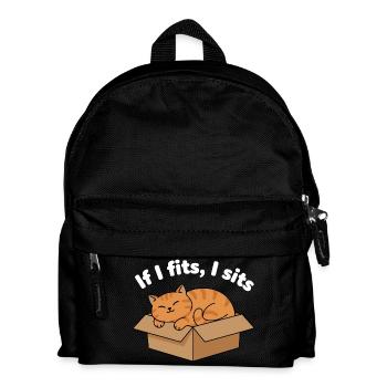 Cat Purr in Cardboard Meme - Kids' Backpack - black - Front