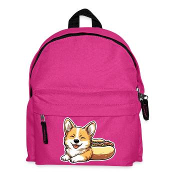 Süßer Corgi-Hotdog-Brötchen-Aufkleber - Kinder Rucksack - Fuchsia - Vorne