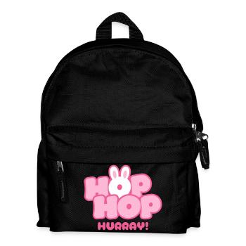 Hop Hop Hurray | Cute Bunny Saying Motif - Kids' Backpack - black - Front