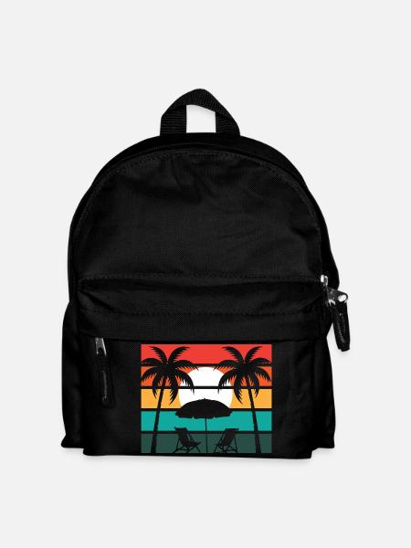 Beach palm and sun - Kids' Backpack - black