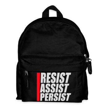 Resist Assist Persist Aktivismus Motivation Logo - Kinder Rucksack - Schwarz - Vorne
